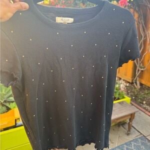 Madewell Black Tee with Gold Dots